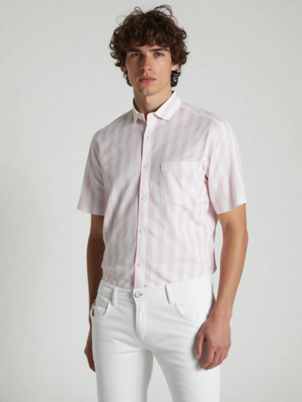 Half Sleeves Striped Cotton Shirt